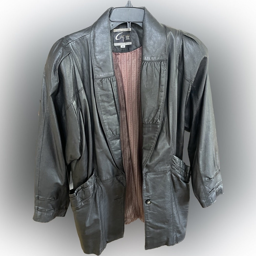 G-III Women's Charcoal Leather Jacket